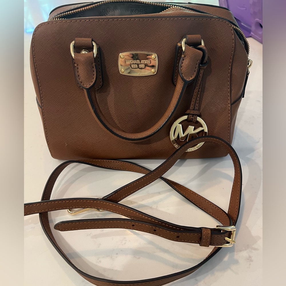 Michael Kors Brown Leather Bowling Bag